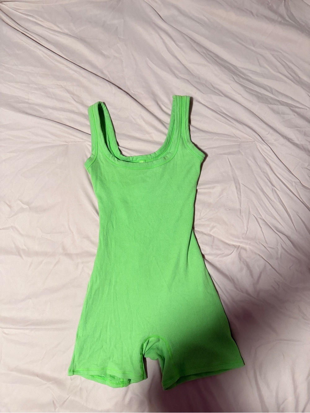 SKIMS Neon Green Ribbed Tank Romper
